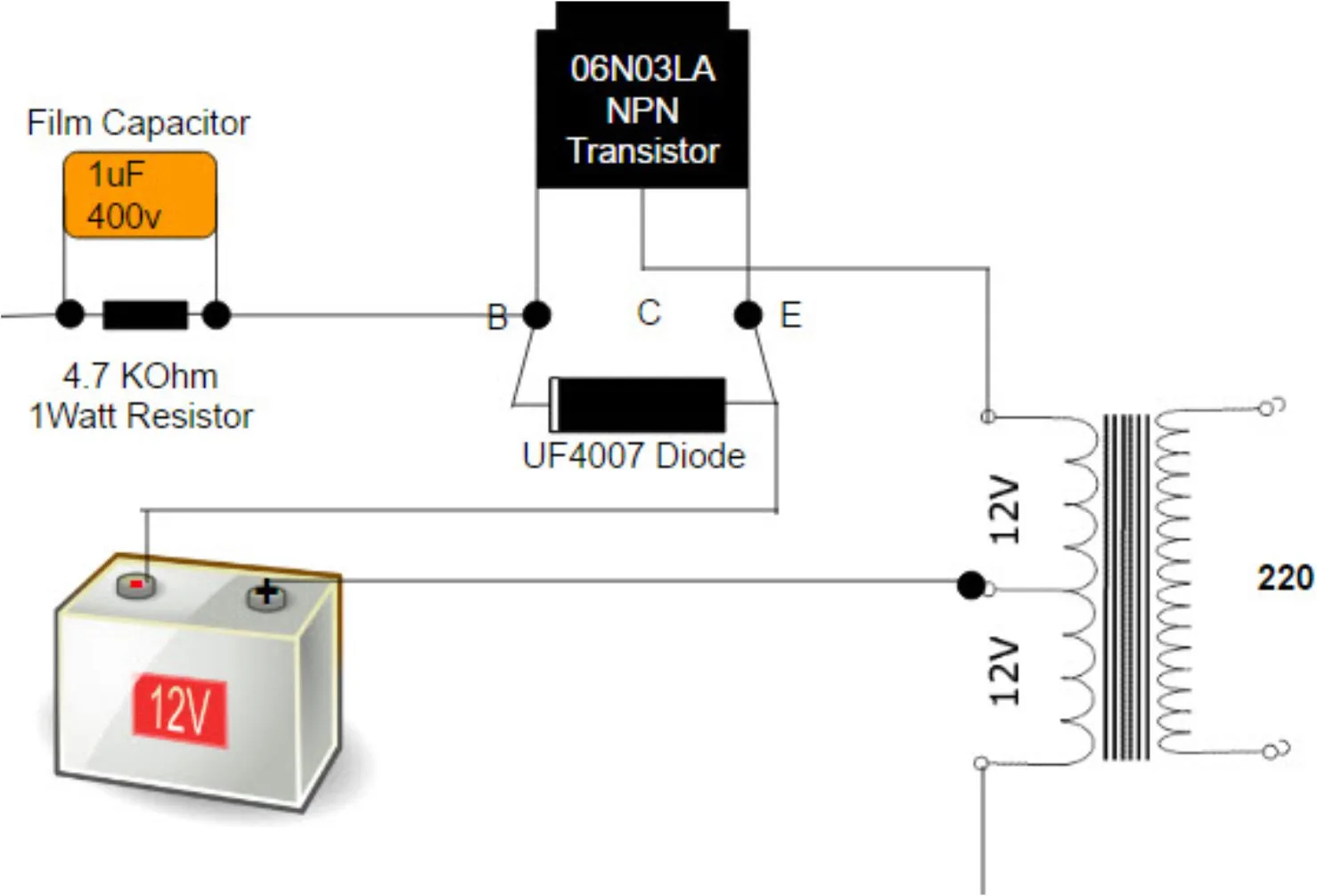rangkaian inverter sederhana