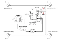 rangkaian lampu sein mobil