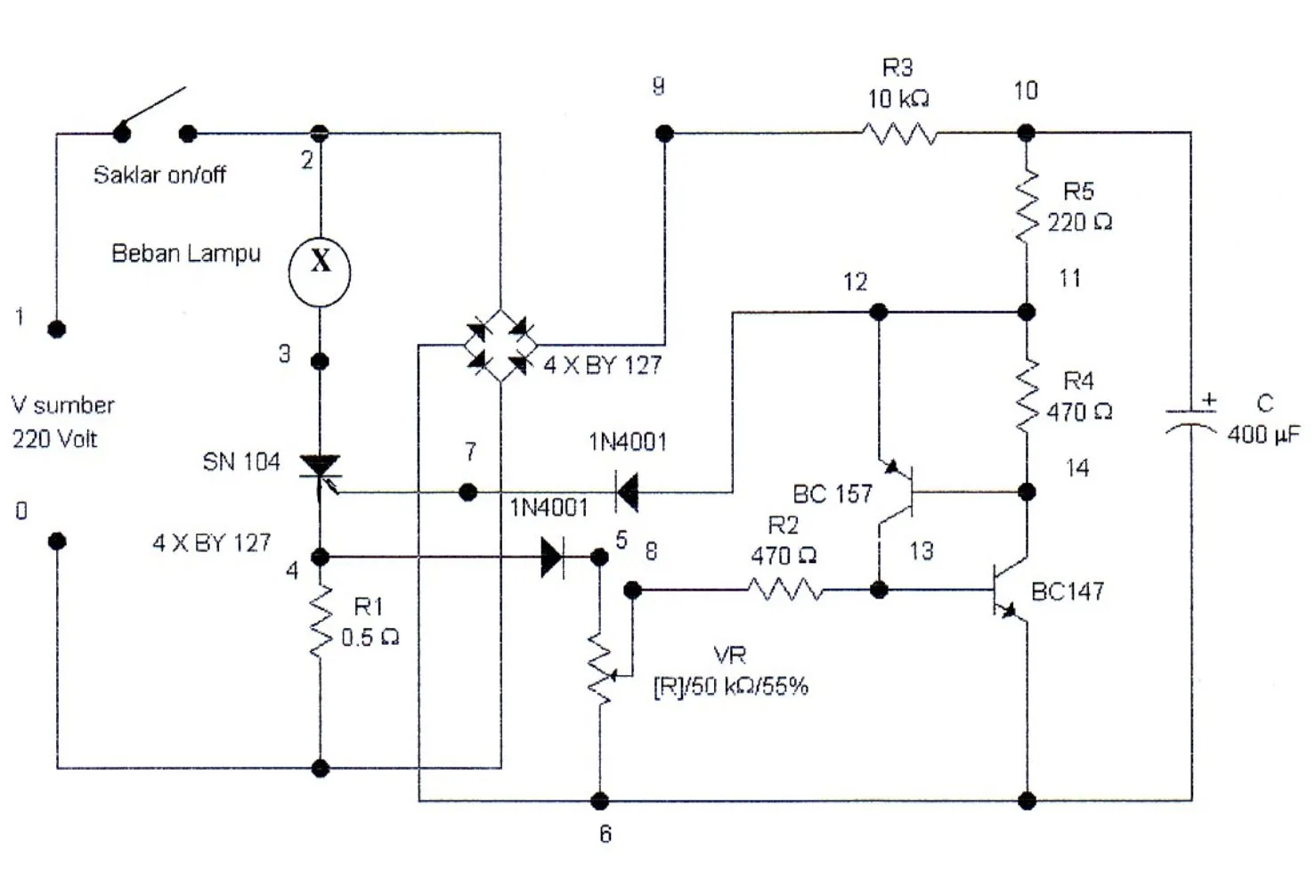 rangkaian scr sebagai saklar