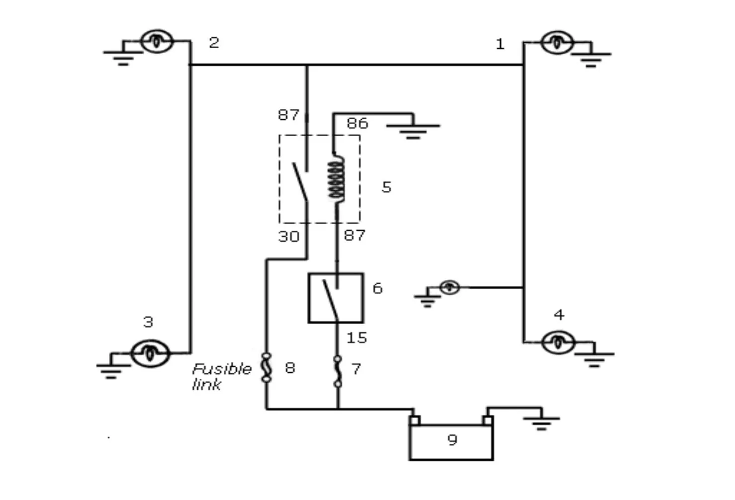rangkaian lampu kepala dengan relay