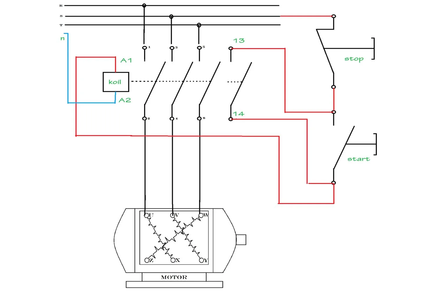 rangkaian pengunci kontaktor