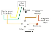 skema pasang relay lampu motor